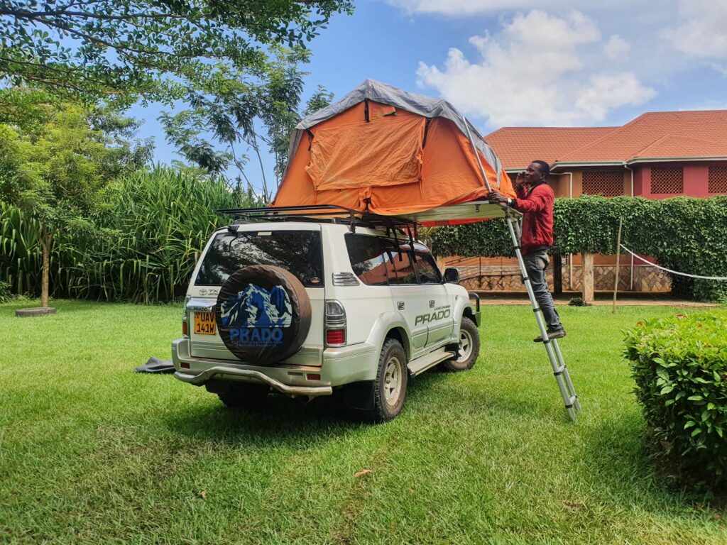 Land Cruiser hire Uganda with a rooftop tent
